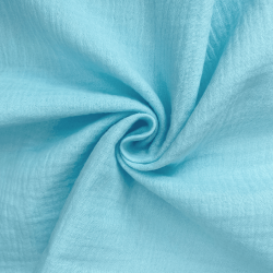 Ткань Муслин Жатый (Ширина 1,4м), цвет Небесно-голубой (на отрез) в Кашире