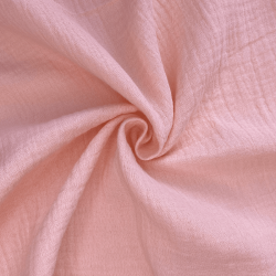 Ткань Муслин Жатый (Ширина 1,4м), цвет Нежно-Розовый (на отрез) в Кашире